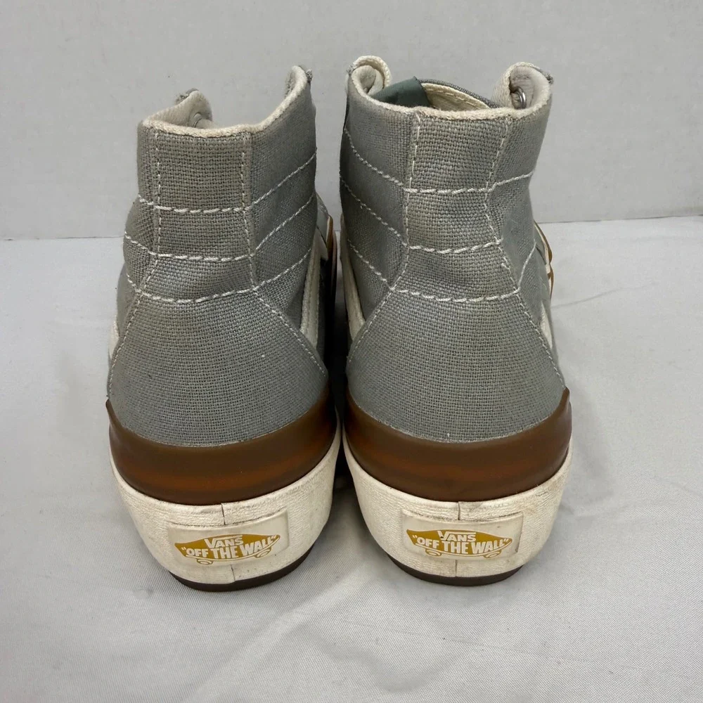 Vans Sk8-Hi Stacked Pewter Gray Canvas‎ Platform High Top Sneakers Womens 6.5